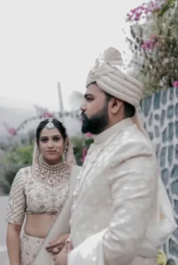 Bride and groom pose