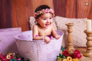 First Child Photography bathing baby shoot
